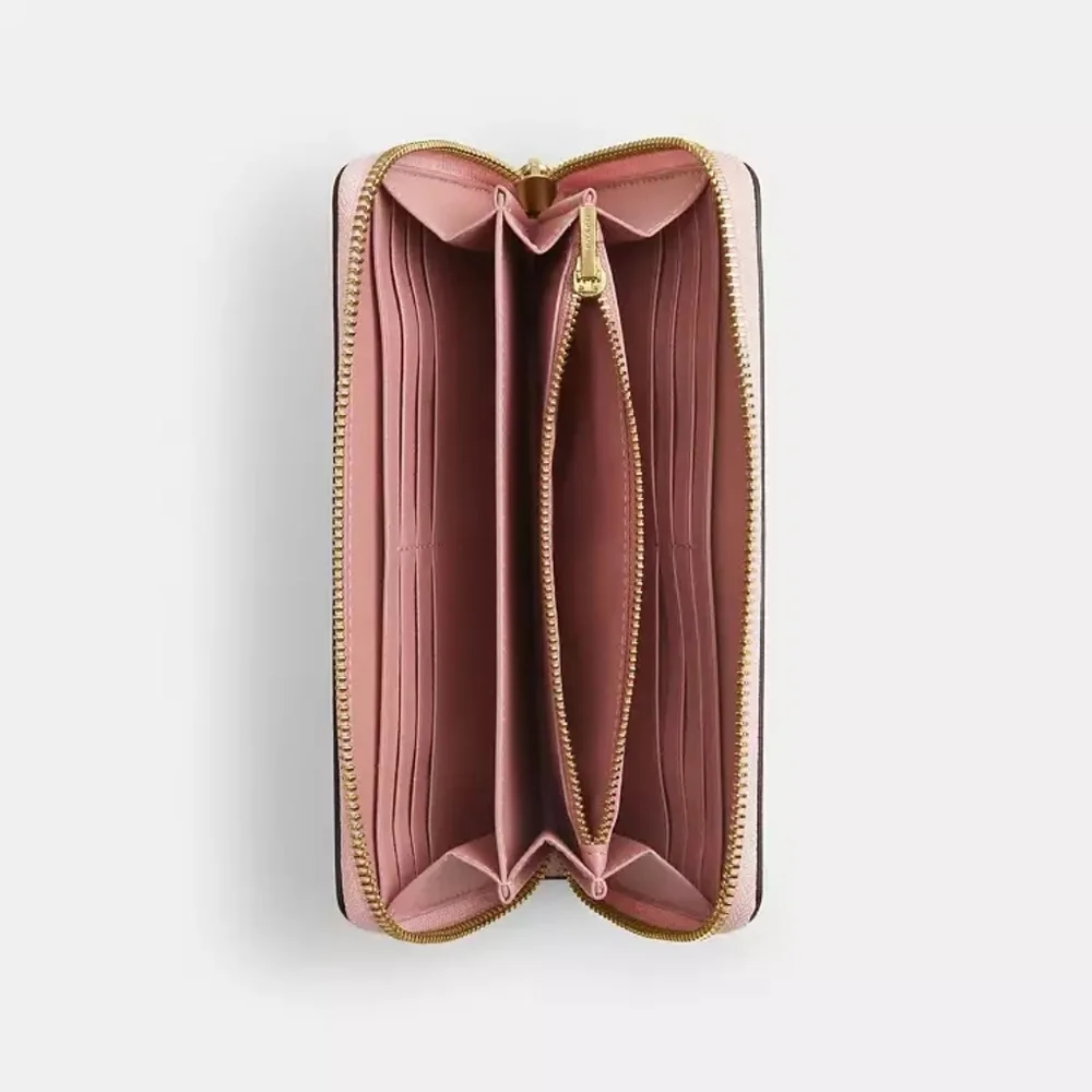 Coach Long Zip Around Wallet In Signature Canvas (Powder pink) - Picture 7 of 8